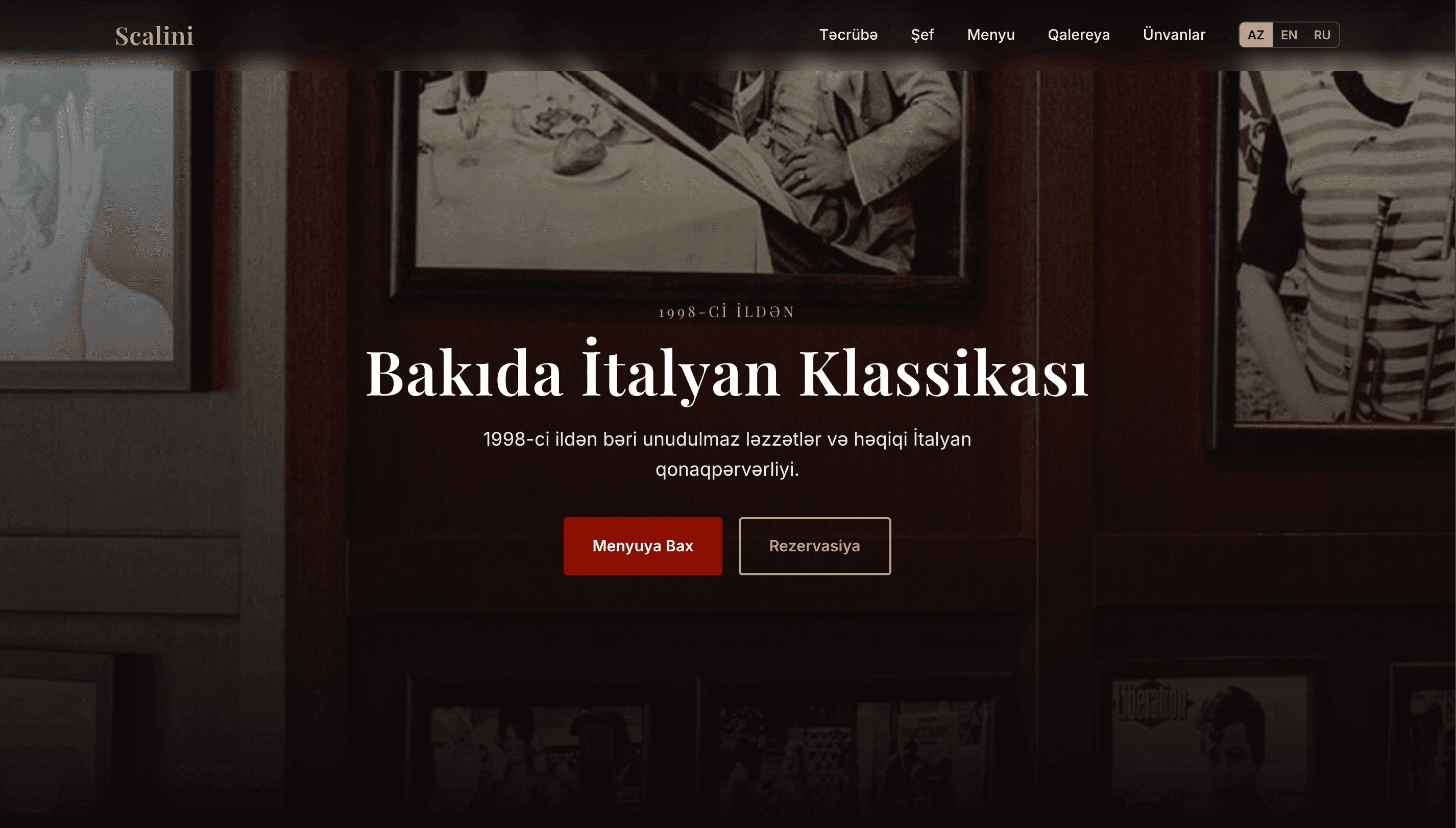 Scalini konsept veb-saytının əsas səhifə görünüşü